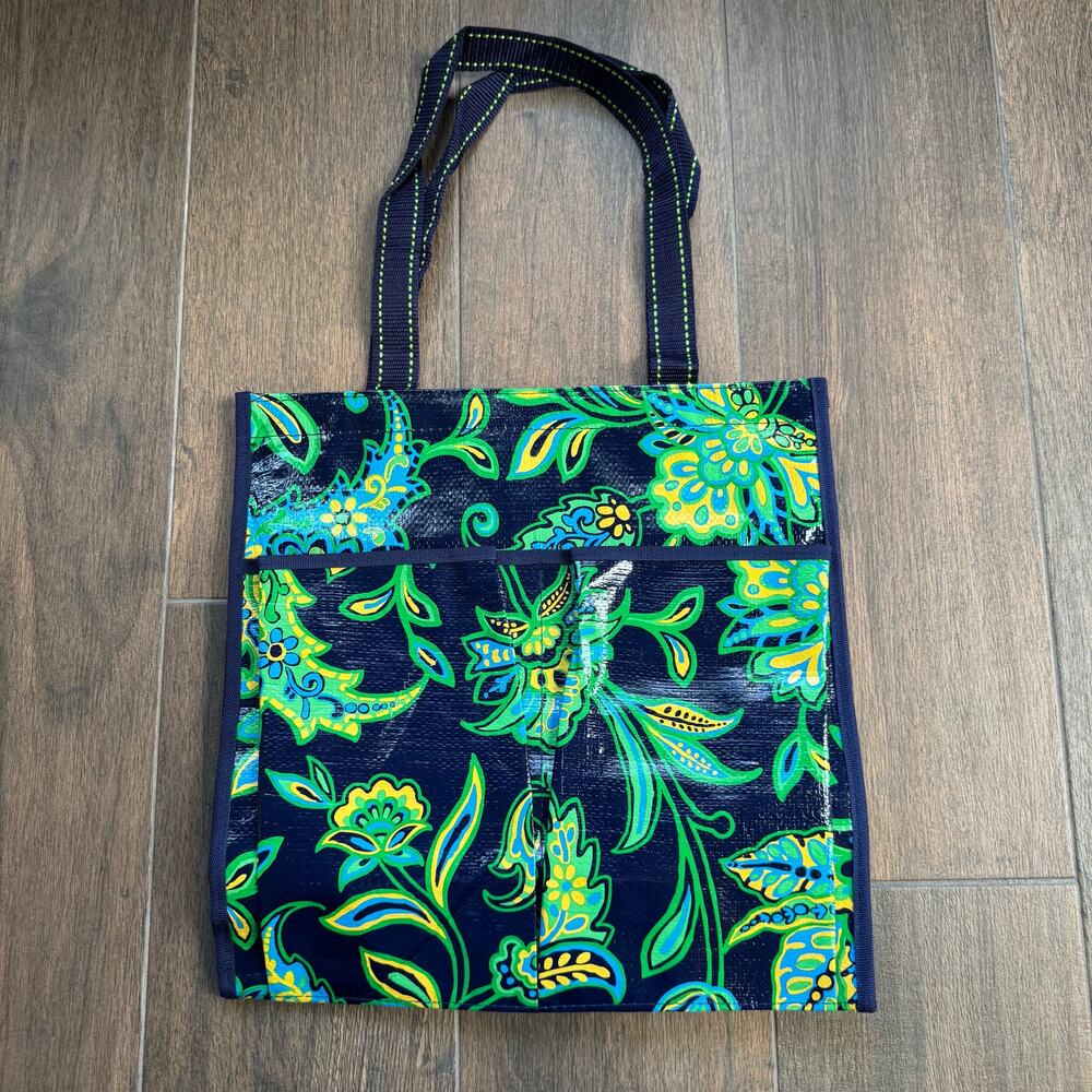 Mixed Bag Designs Six Pocket Zippered Tote Bag Navy Green PP166 NEW Recycled